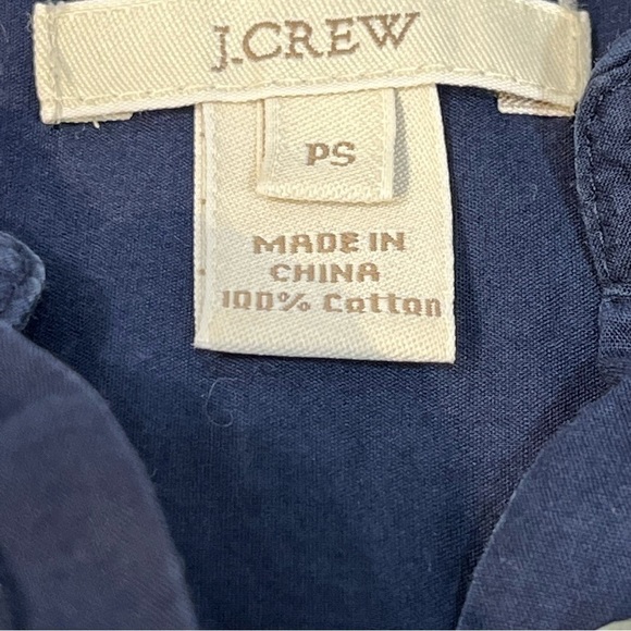 J. Crew Popover Blouse Chambrais Ruffles Small Petite - Picture 6 of 9